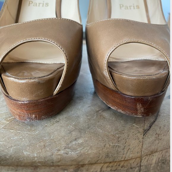 Christian Louboutin Peep Toe Slingback Platform 6" Heel  1" Platform - Picture 5 of 13